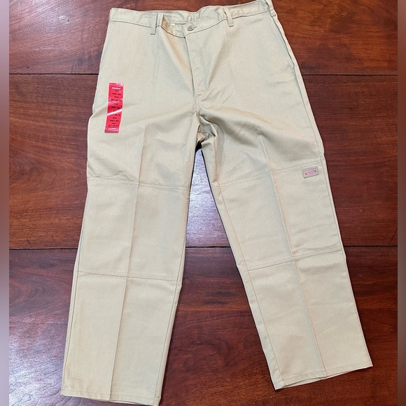 Dickies Double Knee Work Pants 38x30 Loose Fit Khaki Beige Pockets Durable New - Picture 7 of 8